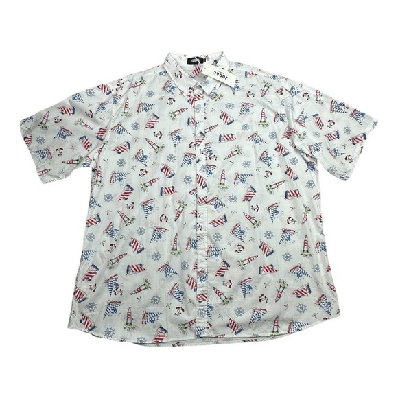 Jogal Nautical Short Sleeve Button Down Shirt Size XXXL - Picture 3 of 6